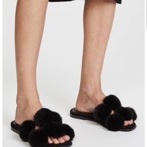 Alexander Wang pompom open toe flats